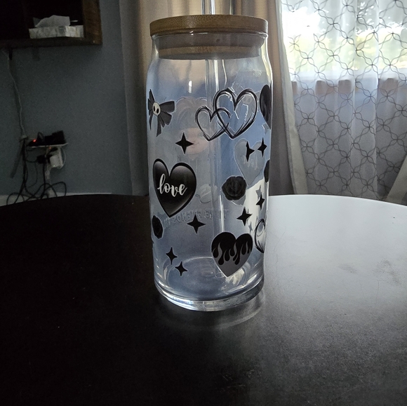 Glass cup with bamboo lid - Picture 2 of 3